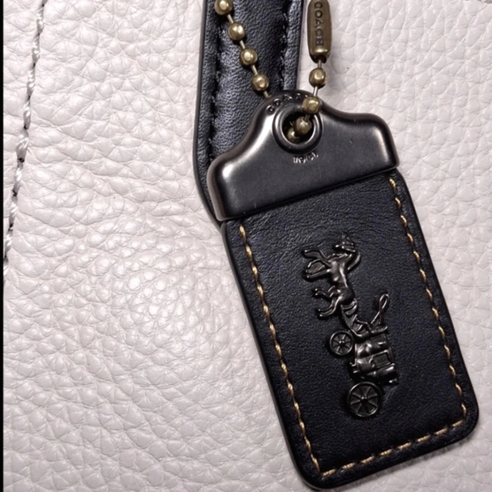Coach Two-Tone Black and Cream Floral Appliqué Tote